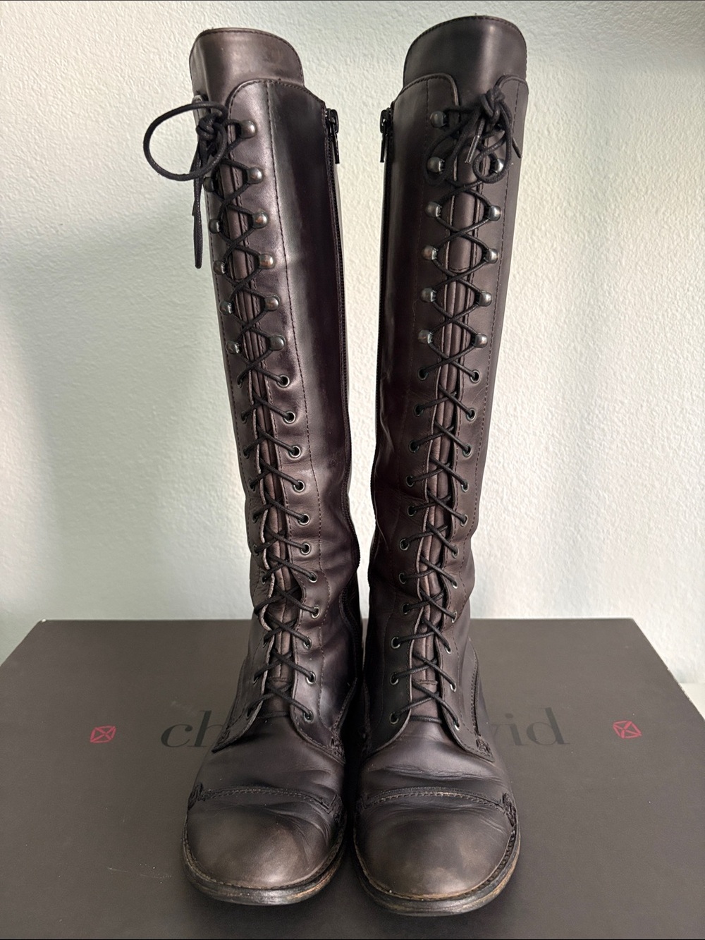 Charles David Women’s Tall Lace-Up Regiment Boot - Size 6.5